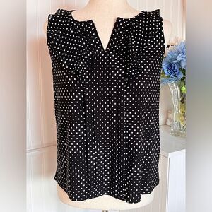 Roz & Ali Black & White Polka Dot Sleeveless Blouse